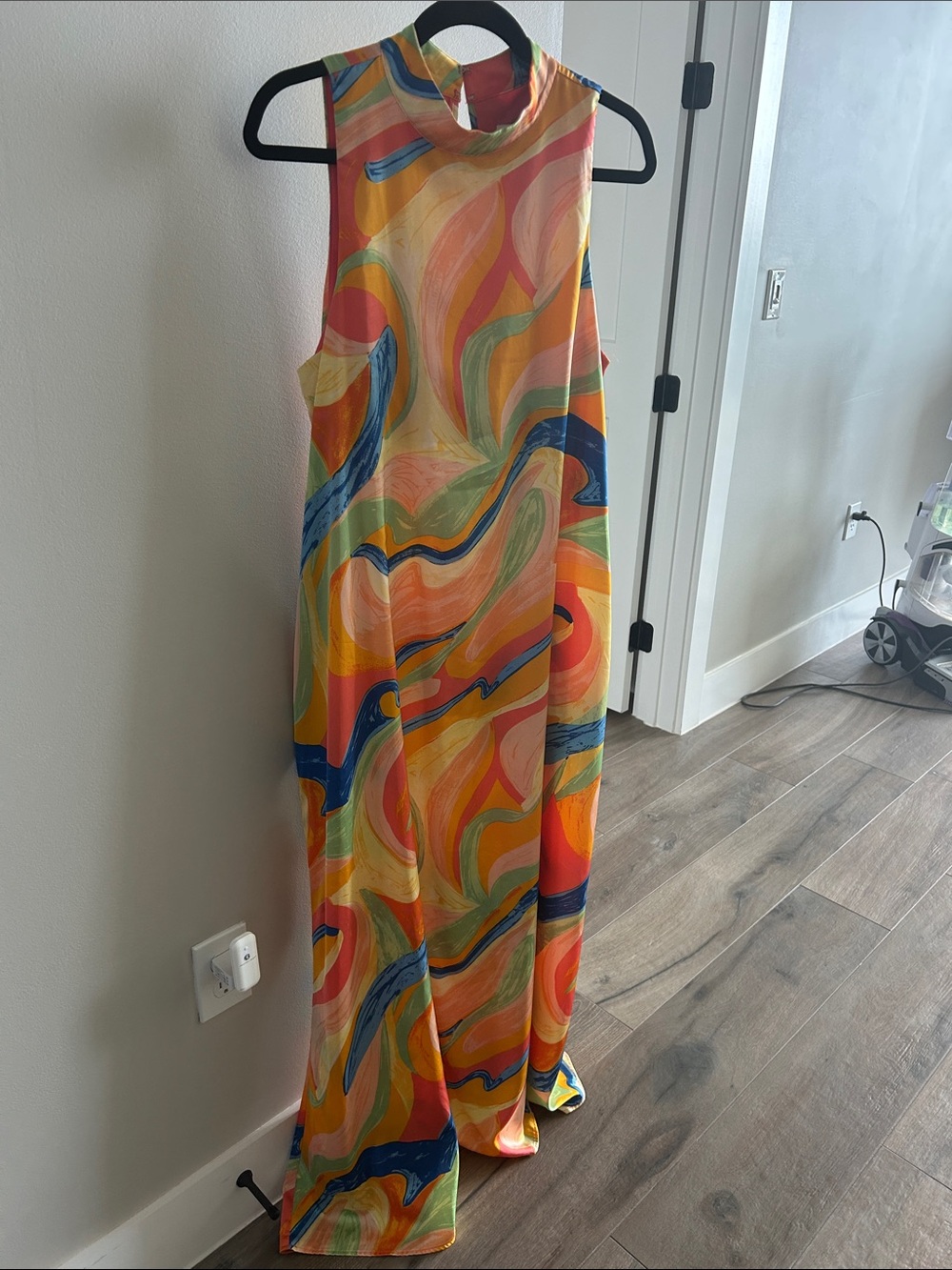 Nicole Miller Multicolor Swirl Maxi Dress in Orange, Blue & Green